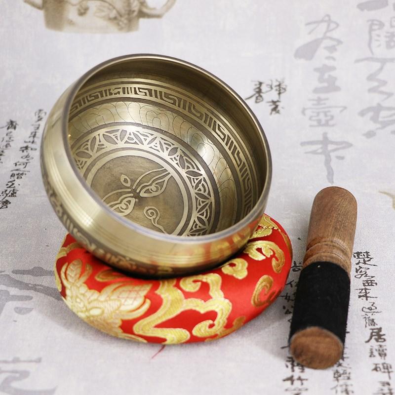 Collectable Hand Hammered Tibetan Singing Bowl With Wooden Hammer and Cushion for Deep Meditation - Save 50% Today Only - 6 Lynx - Boho Accessories