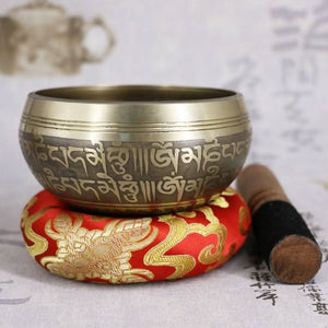 Collectable Hand Hammered Tibetan Singing Bowl With Wooden Hammer and Cushion for Deep Meditation - Save 50% Today Only - 6 Lynx - Boho Accessories