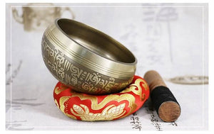 Collectable Hand Hammered Tibetan Singing Bowl With Wooden Hammer and Cushion for Deep Meditation - Save 50% Today Only - 6 Lynx - Boho Accessories