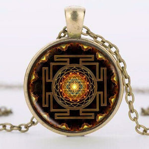 Sacred Sri Yantra Necklace Buddhist Pendant - 6 Lynx - Boho Accessories