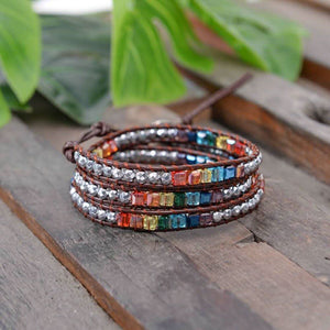 7 Chakra Bracelet  Handmade with Crystal Natural Stones - 6 Lynx - Boho Accessories