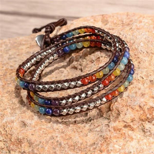 7 Chakra Bracelet  Handmade with Crystal Natural Stones - 6 Lynx - Boho Accessories