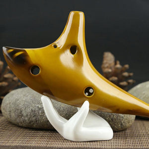 12 Hole Ocarina Alto C Ceramic Wind Instrument - 6 Lynx - Boho Accessories