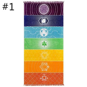 Rainbow 7 Chakra Mandala Bohemian Indian Design Mat/Tapestry -3 Styles - 6 Lynx - Boho Accessories