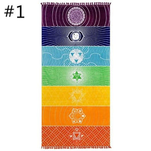 Rainbow 7 Chakra Mandala Bohemian Indian Design Mat/Tapestry - 6 Lynx - Boho Accessories