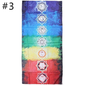 Rainbow 7 Chakra Mandala Bohemian Indian Design Mat/Tapestry -3 Styles - 6 Lynx - Boho Accessories