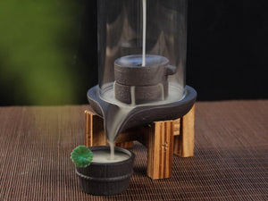 Backflow Incense Burner With Acrylic Protective Cover Ceramic Smoke Waterfall Incense Holder Censer + 10Pcs Free Incense Cones - 6 Lynx - Boho Accessories