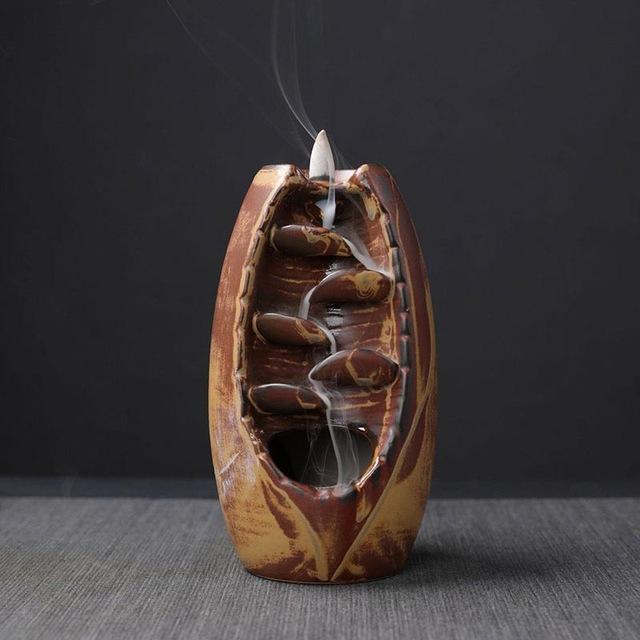 Enough Stock Incense Burner with 10Pcs Incense Cones Ceramic Waterfall Incense Holder - 6 Lynx - Boho Accessories