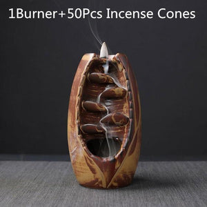 Enough Stock Incense Burner with 10Pcs Incense Cones Ceramic Waterfall Incense Holder - 6 Lynx - Boho Accessories