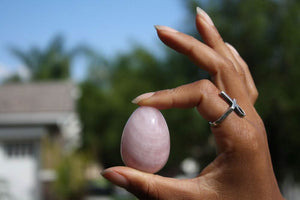 Rose Quartz Yoni Egg for Women Kegel Exercise Pelvic Muscle Tightening, Wellness & Relaxation - New Year Sale - 6 Lynx - Boho Accessories