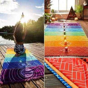 Rainbow 7 Chakra Mandala Bohemian Indian Design Mat/Tapestry -3 Styles - 6 Lynx - Boho Accessories