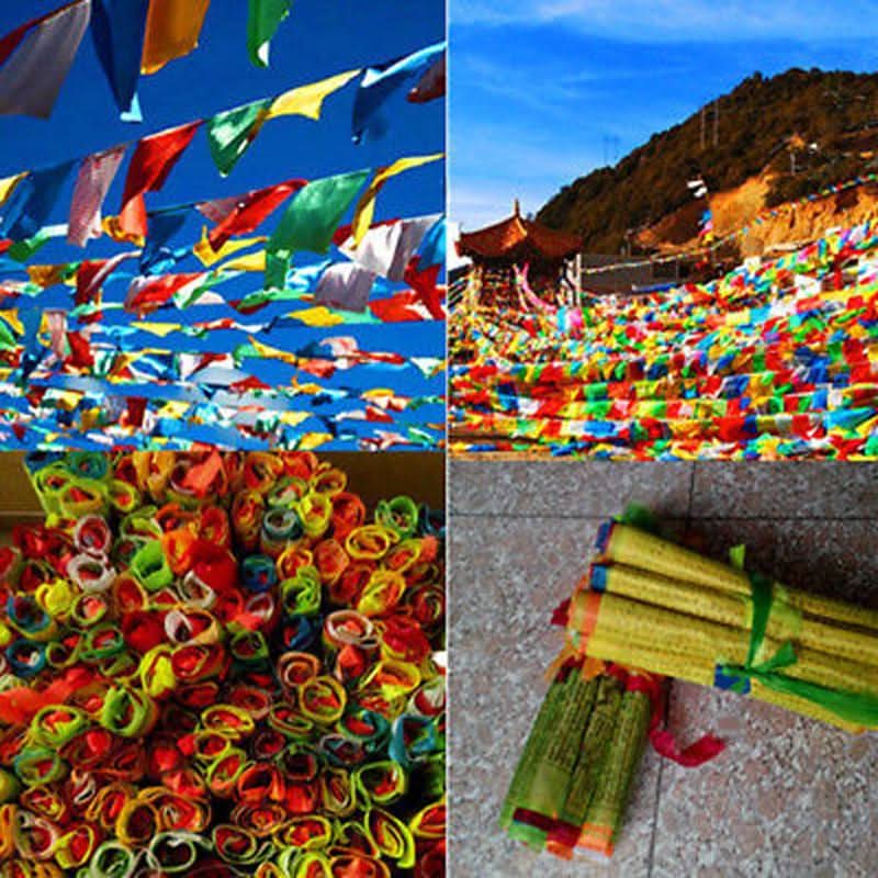 Lungta (Tibetan Prayer Flags) - Religious Flags Scriptures and Temple Decor - 10 pcs - 50% Off Sale - 6 Lynx - Sound Healing