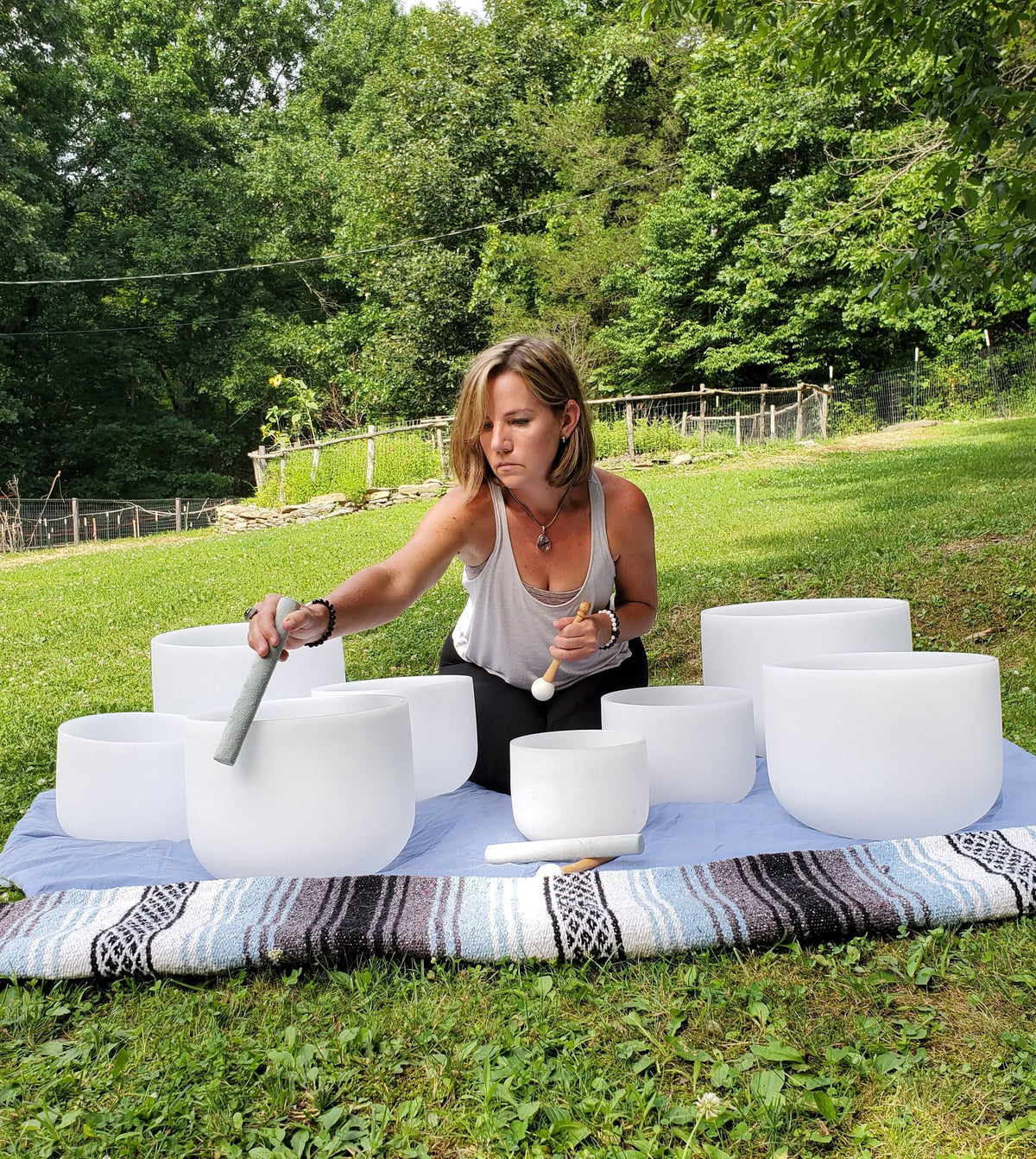 Crystal Singing Bowl Set - 7 Chakra Tuned - Complete Healing - 432 Hz - Largest Size 9” to 16” - 6 Lynx - Sound Healing